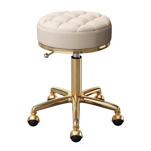 Taburete giratorio ajustable con asiento de piel sintética, ideal para oficina en casa y uso terapéutico