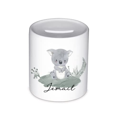 Spardose Kinder personalisiert mit Namen, Koala Jungen Mädchen, Geschenkidee Geburtstag, Weihnachten, Taufe, Geburt Geschenk Keramik (Koala) Cover