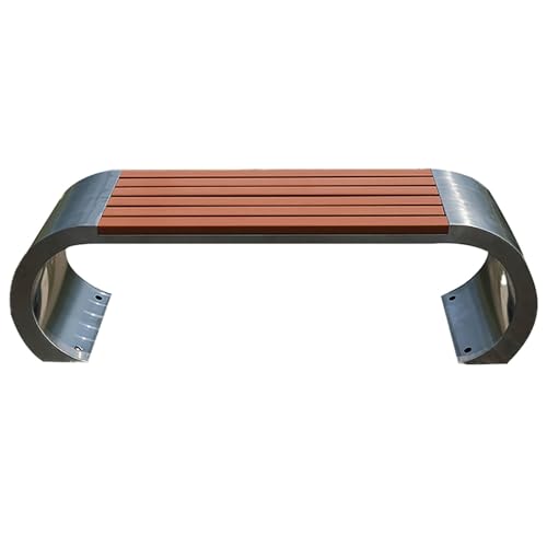 Banco de jardín de acero inoxidable sin brazos, asiento al aire libre para parques y césped, resistente a la intemperie, banco de metal plateado, 120 cm, duradero y elegante mueble para espacios