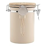 TEDSWAIT Coffee Canisters Airtight Coffee Bean Storage Container Kitchen Stainless Steel Food Storage Container with Scoop Date Tracker & CO2 Valve 61Fl Oz (White)