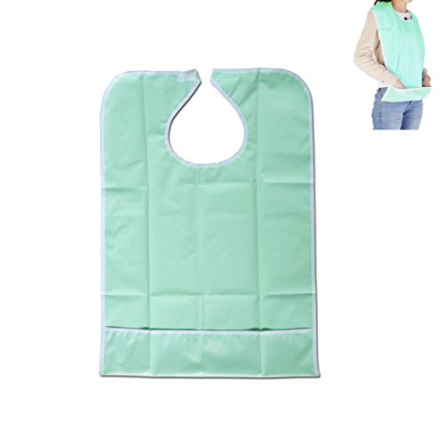 Toddmomy 1Pc Adult Bibs with Pocket Waterproof Mealtime Protector Reuasale Adult Bib for Eating (Light Green) - Image 4