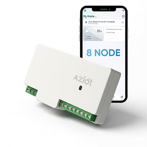 AZIOT 8 Node WiFi Smart Switch | Bluetooth Backup | Fits in 6 & Module Switch Board | App + Voice Control | Timer Scheduling | SmartLife App | Easy Retrofit | Made in India