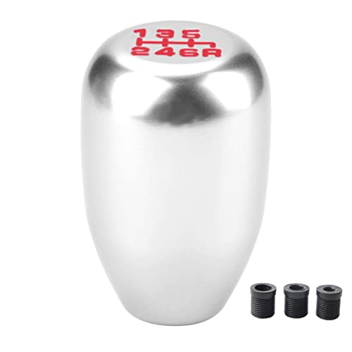 Image of Dweekiy 2.25 Inch Silver Universal Manual Gear Shift Knob - Direct Replacement 6 Speed Shifter Head with Adapters for Most Cars
