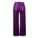 Women's Sequin Glitter Pants High Waist Pant Sparkly Wide Leg Trousers Elastic Loose Side Zipper Shiny Palazzo Pants（Purple,Small）
