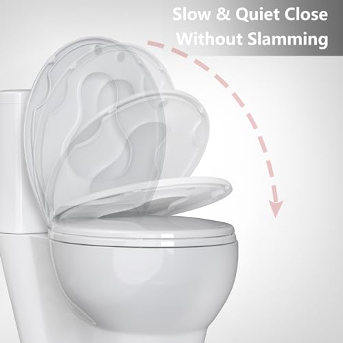 Toilet Seat Round,Toilet Seat with Toddler Seat Built in, Potty Training Toilet Seat Round Fits Both Adult and Child, with Soft Close,Easy Install and Clean - White, Round