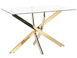 Tavolo da pranzo rettangolare 120 x 70 cm Piano in vetro temperato Gambe oro