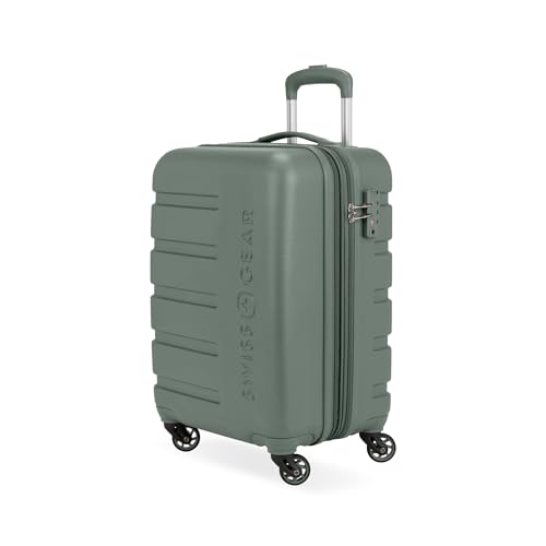 Image of SWISSGEAR Signature Hardside Expandable Carry-On Spinner Luggage, ABS Construction, TSA-Friendly Lock, and Built-In Cupholder, Olive, 19-Inch