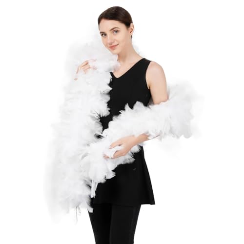 EOYVAIL Boas de déguisement pour enfants,Écharpe en plumes blanches de 2 m, idéale pour la décoration de mariage, l'emballage de bouquets DIY