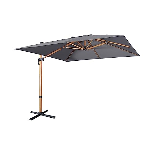 Alice's Garden - Parasol déporté carré 3x3m haut de gamme - Falgos - Gris- Parasol excentré inclinable. rabattable et rotatif à 360°.
