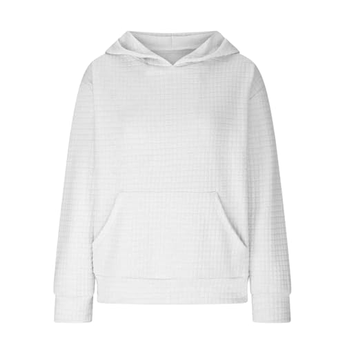 DDAPJ pyju Girls Waffle Hoodies Sweatshirts 2025 Fall Casual Long Sleeve Oversized Pullover Kids Cute Tops with Pocket