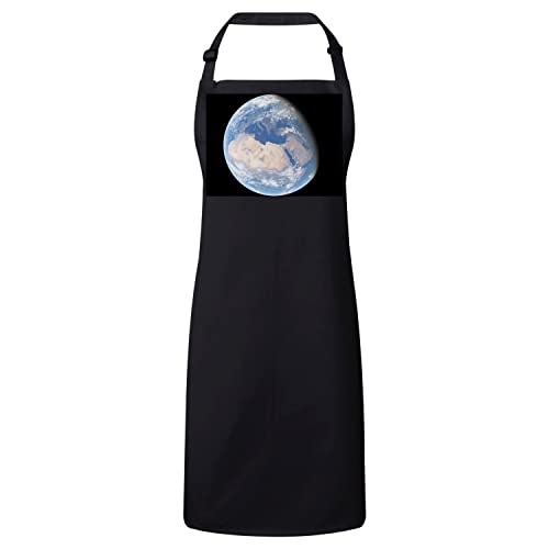 Tablier cuisine noir motif Terre pour repas de famille