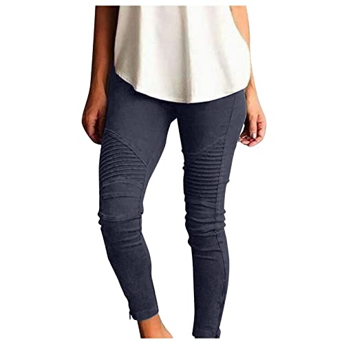 Womens High Waisted Stretch Jeggings with Pockets Casual Pull-On