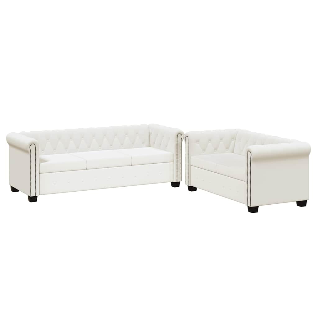vidaXL Set Divani da 2/3 Posti Persone Ecopelle Bianco Sofà Divanetto Salotto