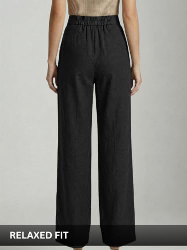 Image of Leriya Fashion Women Relaxed Fit Wide Leg Trousers | Malai Cottage Clip Closure Wide Leg Pants for Women | Casual Straight Lounge Pants with Pockets | Stylish Everyday Office Outfit Bottom Pant