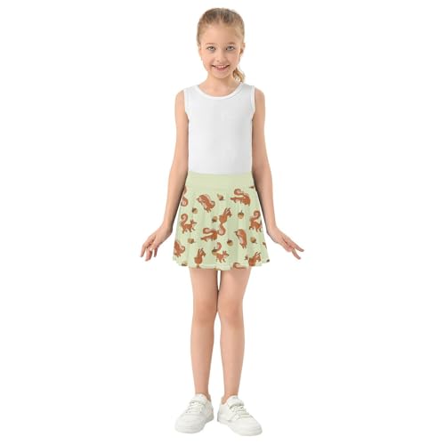 Girls Skorts High Waist Athletic Skirts with Shorts Squirrel Stretchy Teens Performance Tennis4