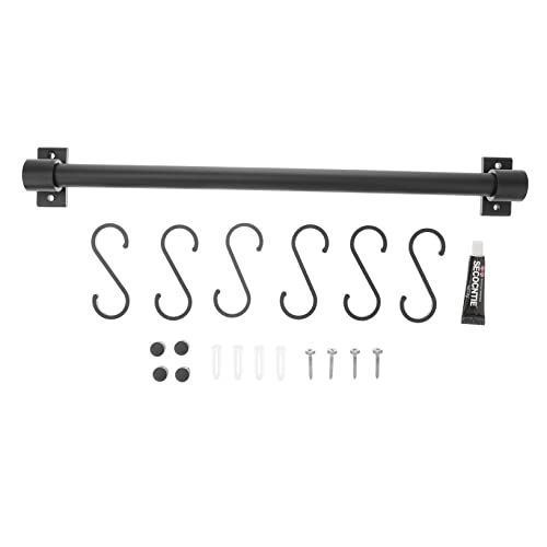 Ciieeo Estante de Cocina Colgante Athena Negro 40 Cm 6 Ganchos, Perchero de Pared de Aluminio Espacial, Soporte para Utensilios Domésticos, Adecuado para Organización y Ahorro de Espacio en Cocina