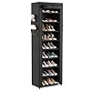 Shoe rack with cover narrow shoe rack organizer with 4 side pockets 10 tier tall shoe storage shoe shelf holds 18 22 pairs shoes and boots shoe rack for closet entryway garage  urban country home decor