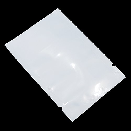 Image of 300 Pcs White Front Clear Open Top 2.8mil Plastic Vacuum Pouch Heat Sealable Bags for Food Storage Packets Mini Sample with Tear Notches 2.4x3.5 inch (Usable Size 2x3.1 inch)