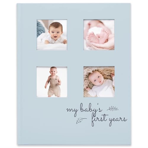 Image of Baby Memory Book for Girls, Boys - 66 Pages Hardcover First 5 Years Newborn Journal, Milestone Baby Book Keepsake for New Parents, Minimalist Gifts, Milestone Photo Album, Gender Neutral (Sky Blue)