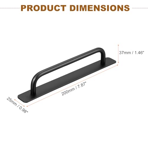 Image of uxcell 4Pcs Barn Door Handles, 200mm / 8 Inch Length Hole Center Sliding Gate Door Pull Handle Aluminum Alloy Cabinet Handles with Base for Kitchen Bathroom Wardrobe Closet (Black)