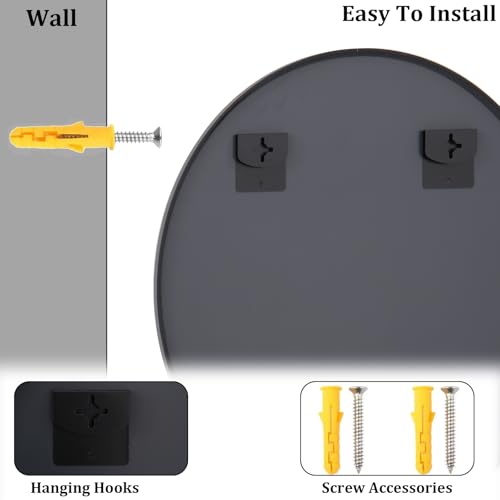Image of HARRITPURE 48 Inch Round Mirror Black Circle Bathroom Mirror