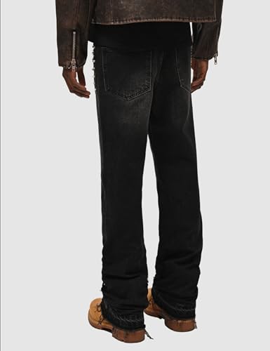 CosTribe Men's Straight Leg Jeans Pearl Patch Casual Denim Pants Baggy Pants with Pockets Ripped Slim Fit Jeans2