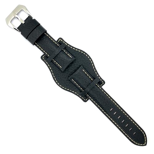 Image of Bund Leather watch strap bison engraving sport compatible with Fossil CH2592 CH2564 CH2565 CH2891CH3051 18mm 20mm 22mm 24mm 386 Black 18mm