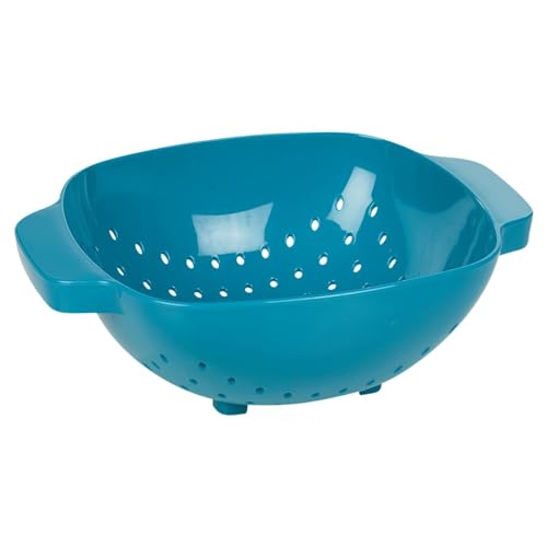URBN-CHEF Plastic Colander Sieve Mesh Food Pasta Rice Veg Washing Strainer Kitchen Basket (Teal)