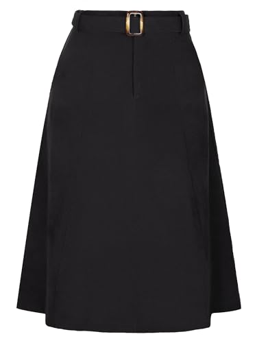 Jupe mi-longue en velours côtelé marron taille haute Allegra K