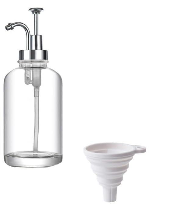 Kaffee Sirup Spender Glas Set, Kaffeesirup Pumpspender mit Schwarzer Pumpe (Silber-4er Pack)