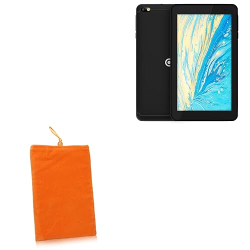BoxWave Case Compatible with Core Innovations CRTB7001 (7 in) - Velvet Pouch, Soft Velour Fabric Bag Sleeve with Drawstring - Bold Orange
