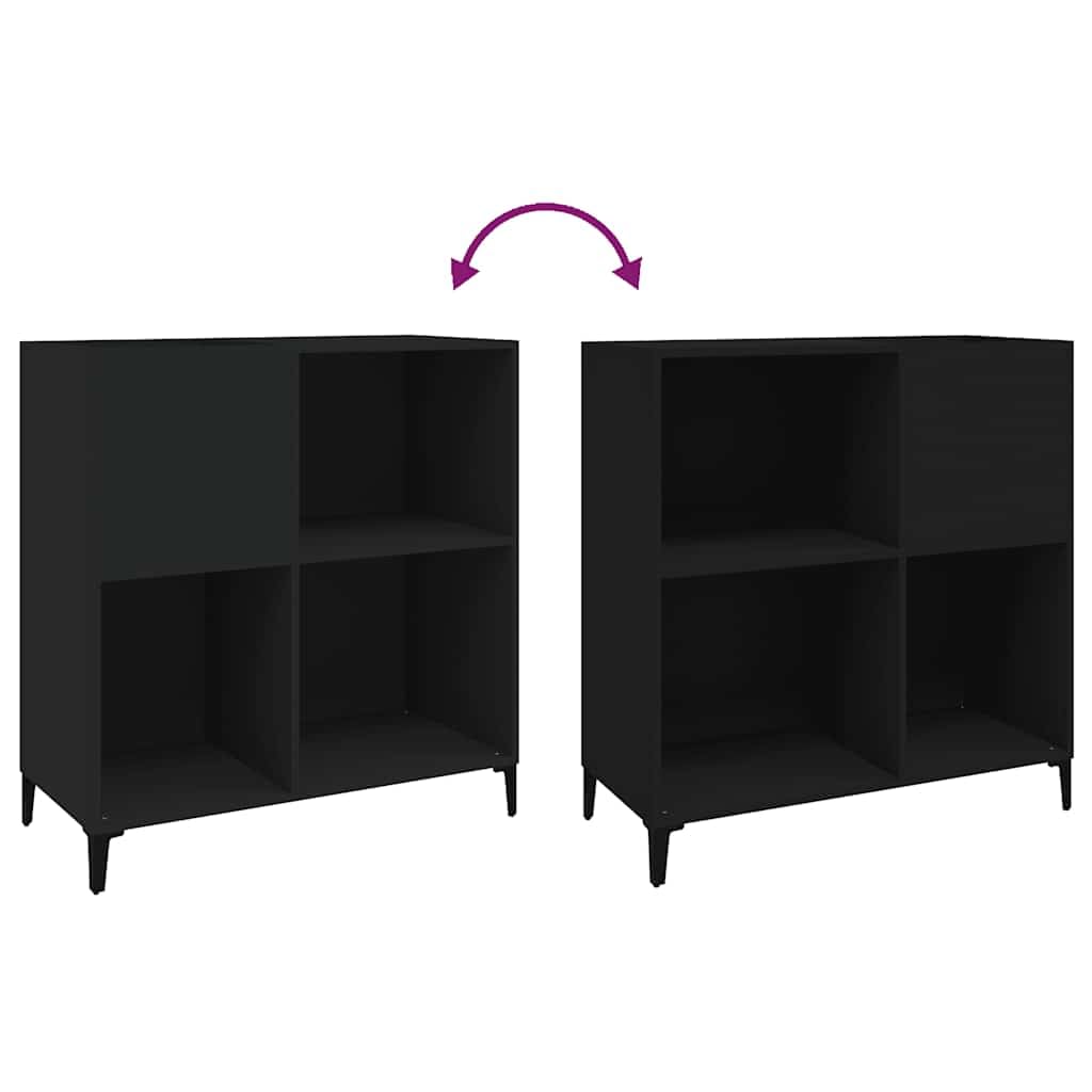 vidaXL Mobile Porta Dischi Nero 84,5x38x89 cm in Legno Multistrato, Mobile per Giradischi, Porta Dischi, mobiletto Porta vinili, Mobile Porta vinili