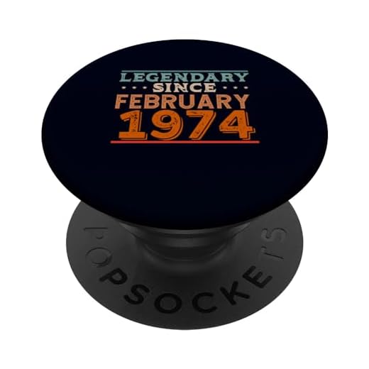 Legendario desde febrero de 1974 Retro Vintage 70s 80s Cumpleaños PopSockets PopGrip Intercambiable