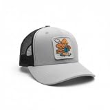 PNW Apparel Smokey The Bear Hipster Trucker Hat - Mesh Back Snapback Cap for Men & Women, for Him, Heather Gray/Black