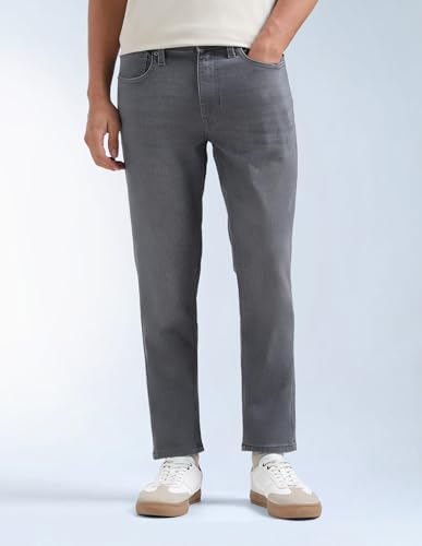 Image of Flying Machine Men's Relaxed Tapered Fit Jeans| Solid | Mid Rise | Stretchable | Jeans for Man