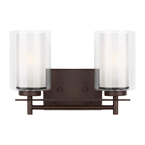 Image of Generation Lighting 4437302-710 Elmwood Park Two - Light Wall /Bath Vanity Style Fixture, Bronze, 1-Light, cETL Listed, Safety Rated for Wet Locations - Vanity Fixture
