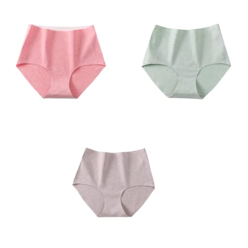 JINZIJINYU Bragas Mujer Algodon Altas Bragas Sin Costuras De Algodón De Cintura Alta para Mujer Bragas Antibacterianas De Panal De Una Pieza De Algodón Puro 3/6 Uds