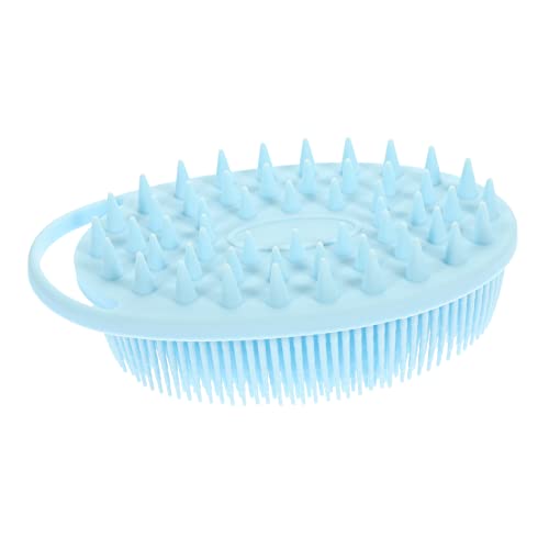 PAMINGONO シリコン製ベビーバスブラシ 感覚ブラシフック 柔らかいボラバー 赤ちゃんの入浴用 ポータブルベビーシャワースクラバー ブルー