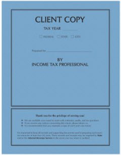 Income Tax Return Cover, Size: 8 5/8 x 11 1/4, Quantity 50, Blue Color