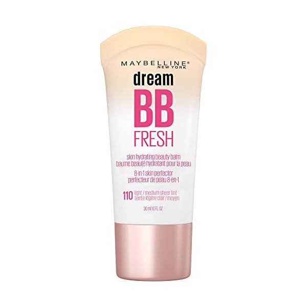 Maybelline Dream Fresh Skin Hydrating BB cream, 8-in-1 Skin Perfecting Beauty Balm with Broad Spectrum SPF 30, Sheer Tint Coverage, Oil-Free, Light/Medium, 1 Fl Oz