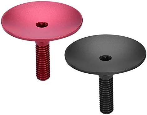 Bike Headset Bicycle Headset Top Cap Aluminum Alloy Bike Stem Top Cap for 28.6mm Fork Tube Cover Stem Spacer Bicycle Parts Headset Cap Headset Bearings(Black)