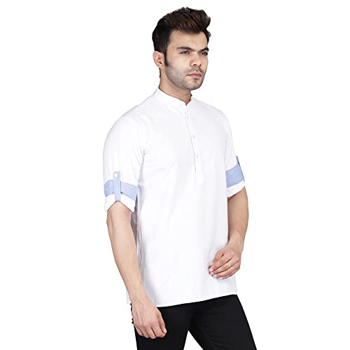 Image of TAHVO Men's Casual Cotton Kurta Shirt, Short Kurta