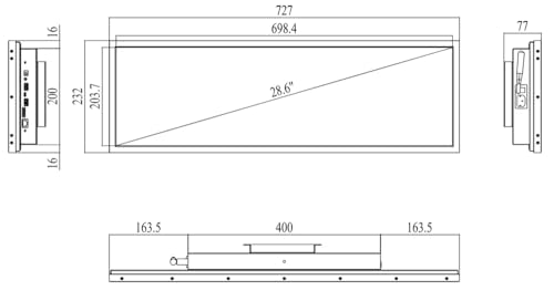Image of 28.6 Inch (698.4x196.4mm Viewable) Ultra-Wide Android LCD Shelf Screen | Stretched Bar Digital Signage w /Optional Touch | Cloud /USB /App Control