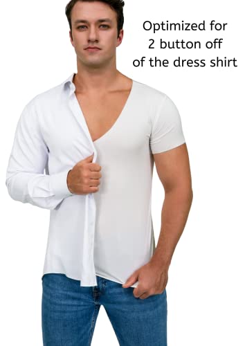 Deep V Neck Undershirts for Men-Sweatproof White V-Neck Short Sleeve Mens Tshirt-Men's Size to XL XXL Tall Big 3xlt2