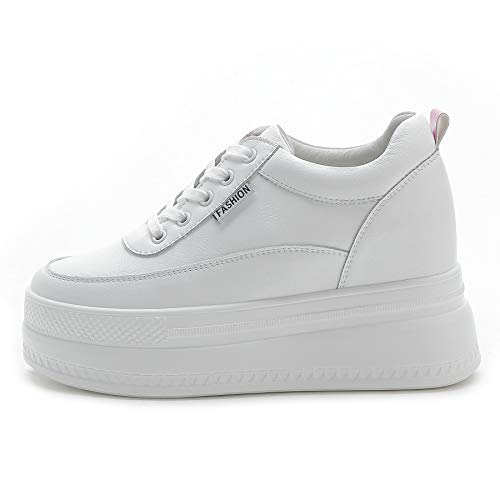 Image of ACE SHOCK Women Wedges Sneakers with Hidden Heel Ankle High Platform Walking Shoes Fashion Bride Wedding Shoes