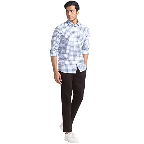 Image of Parx Men's Cotton Blend Solid Pattern Low Rise Tapered Fit Flat Front Casual Trouser