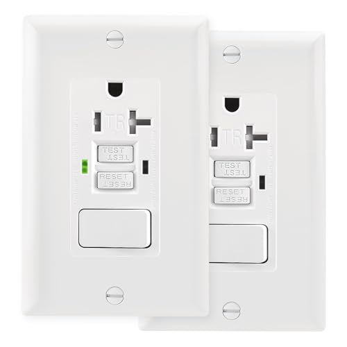 La Mejor Selección de Gf22wgs del mes. 45 Wengart GFCI, 2 unidades, receptáculo GFCI resistente a manipulaciones AC125V 20Amp con interruptor de combinación, listado ETL, cable trasero y lateral, blanco