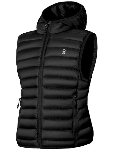Image of Little Donkey Andy Girls Winter Puffer Vest Packable Lightweight Faux-Down Hooded Sleeveless Jacket 6-14 Years