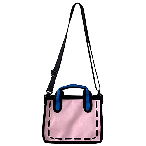ARVALOLET Frauen Comic Casual Top-Griff Taschen Sommer Kontrast Farben Verstellbare Riemen Kuriertaschen, rose, 24x18x8cm/9.45x7.09x3.15in