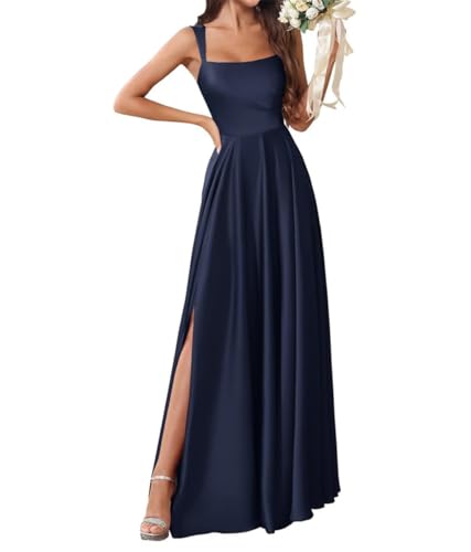 Robe de cocktail noire en satin taille 54 avec fente flatteuse pour femme